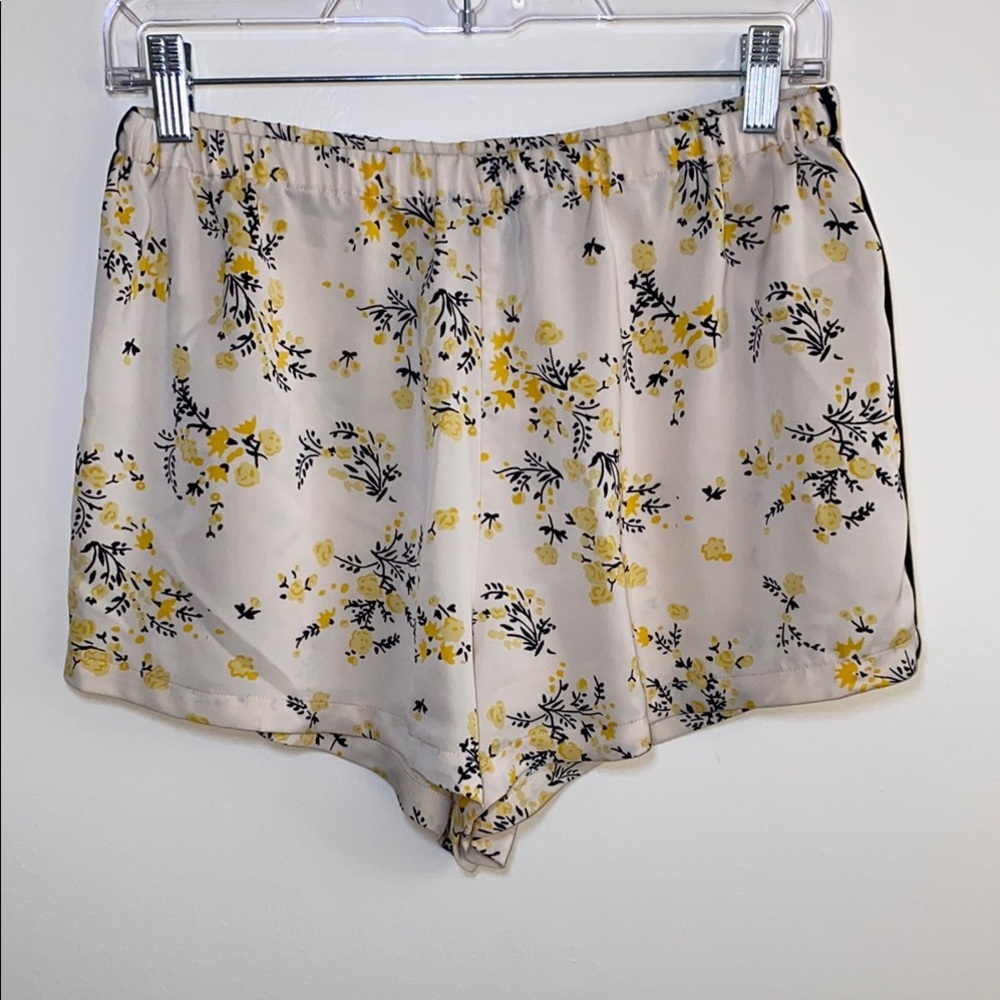 J. Crew High Waist Floral Cream and Yellow Shorts